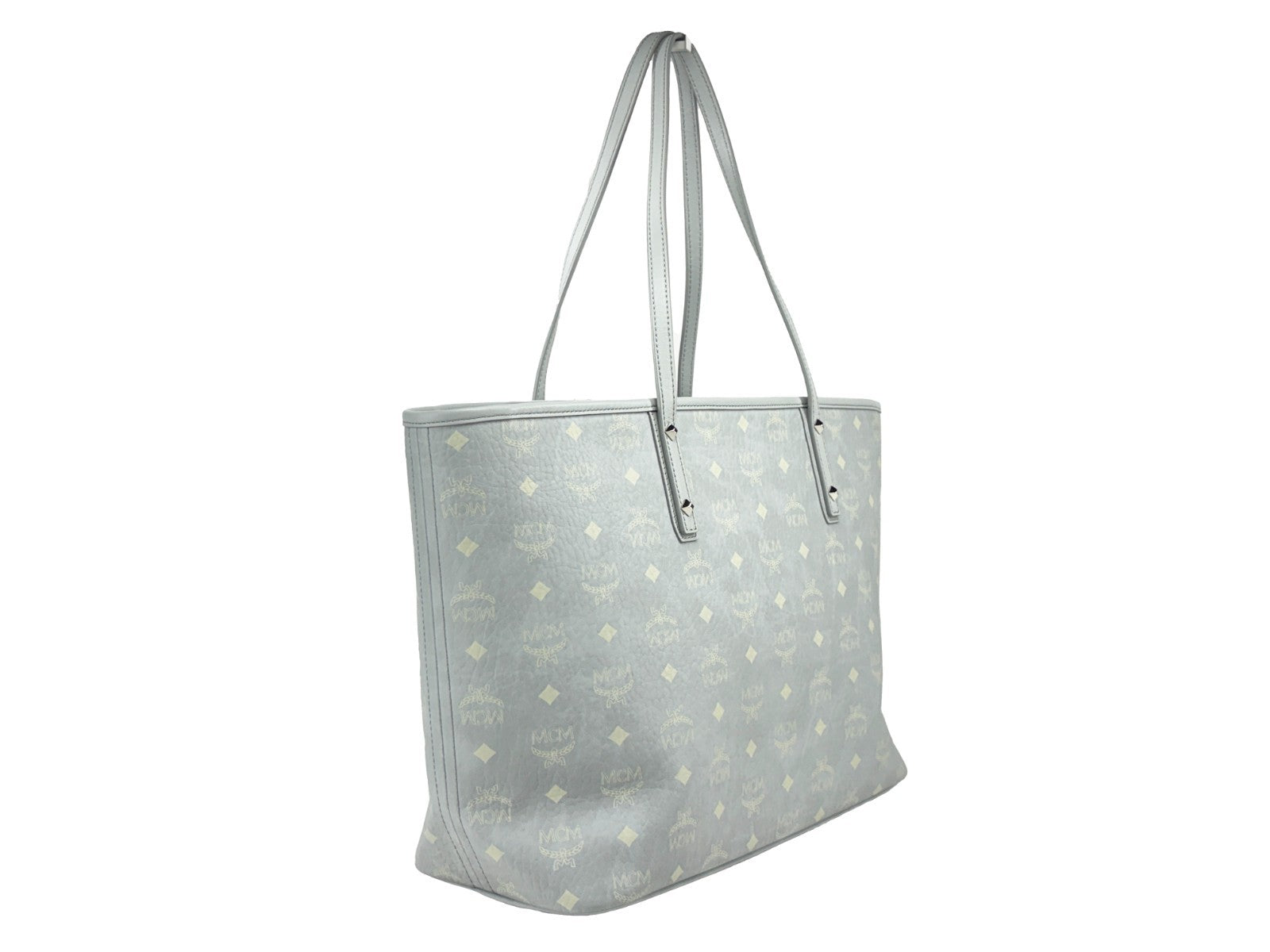 MCM Aren Leather Shoulder Tote Bag - Misty Gray