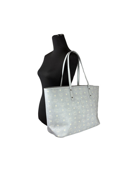 MCM Aren Leather Shoulder Tote Bag - Misty Gray