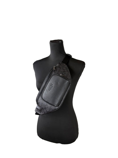 COACH Coach Racer Signature Fanny Belt Bag in Black/Charcoal
