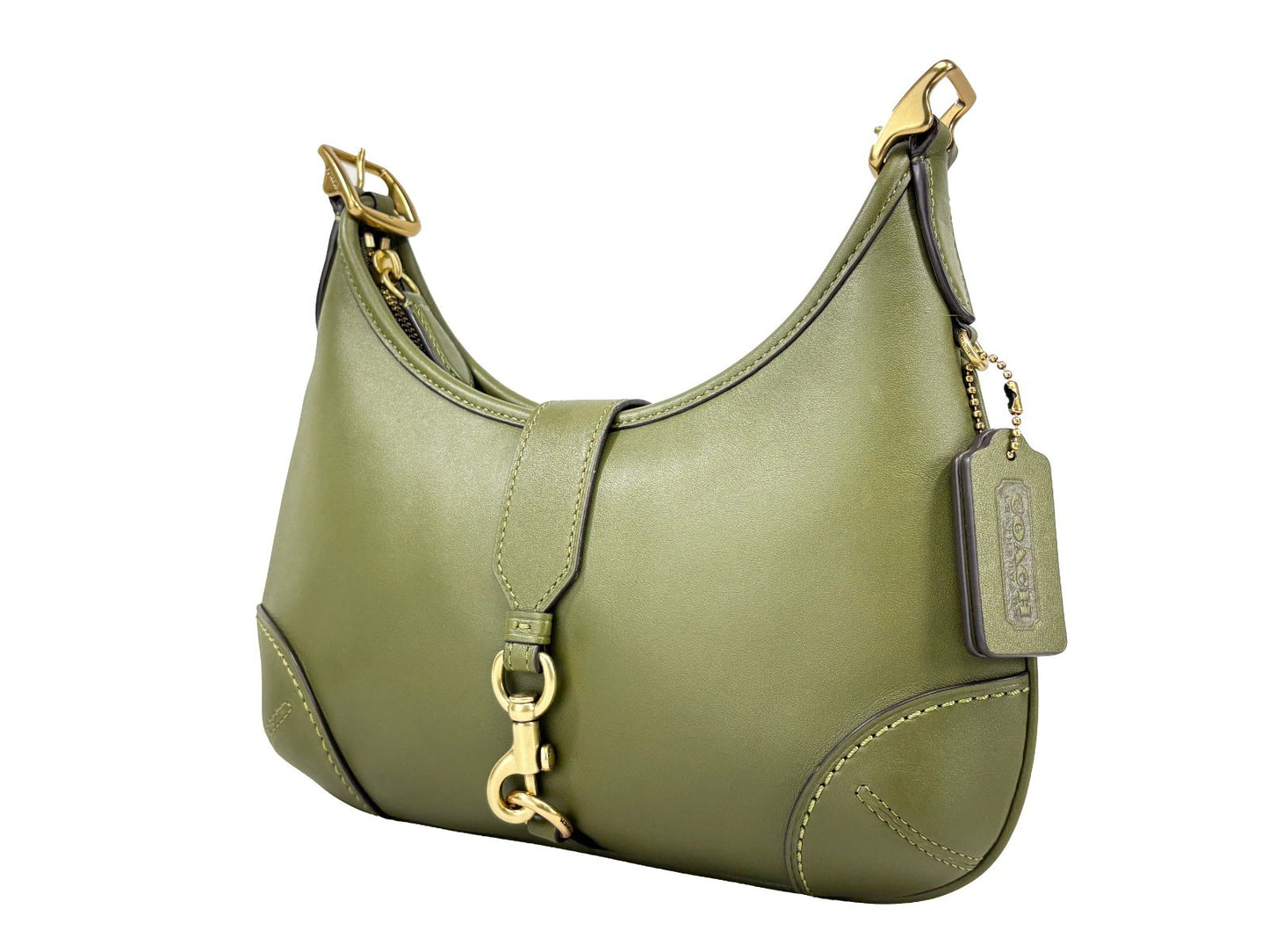 COACH Coach Hamptons Leather Hobo Shoulder Bag in Olive Green