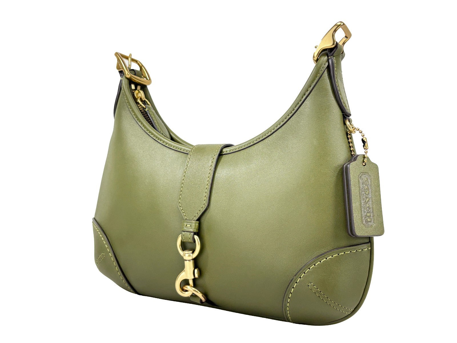 COACH Coach Hamptons Leather Hobo Shoulder Bag in Olive Green