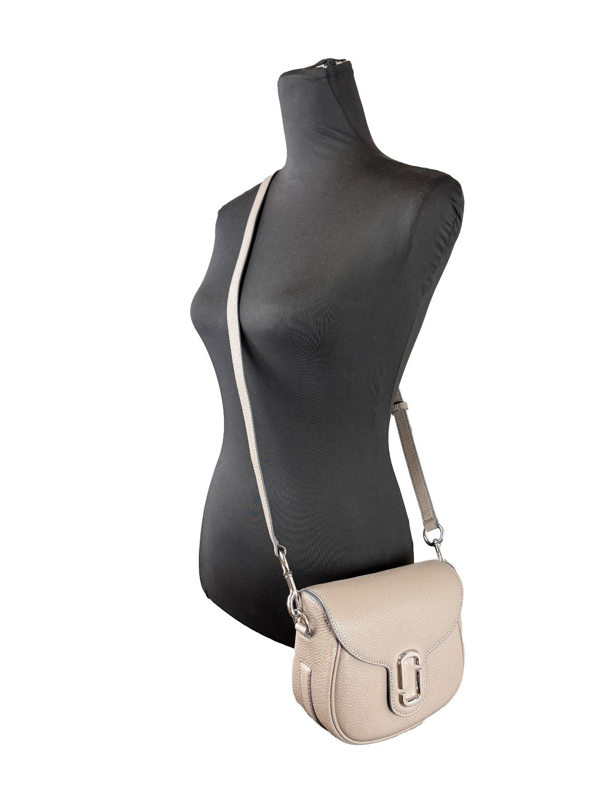 Marc Jacobs Leather Saddle Crossbody Bag - Cement