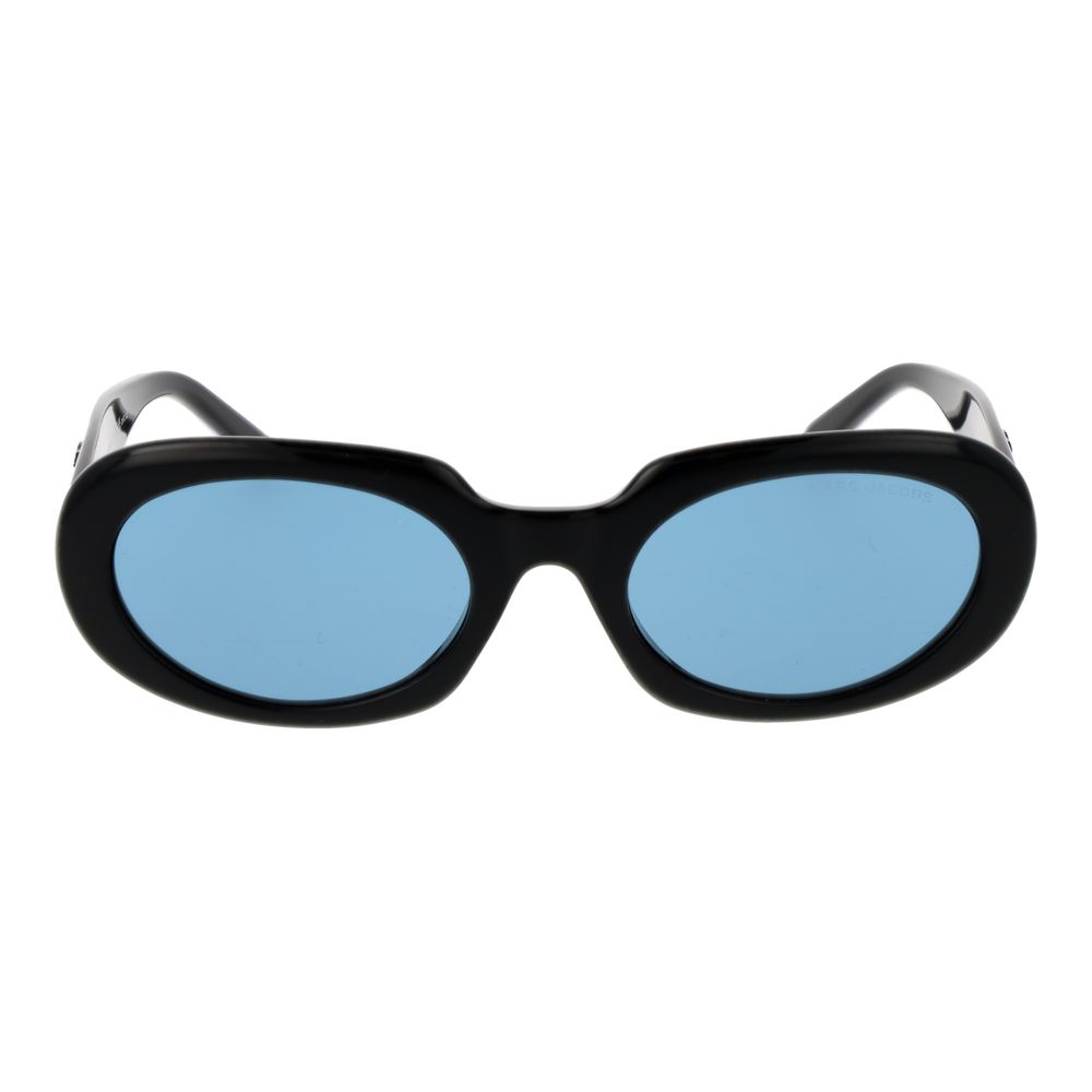 Marc Jacobs Women’s Sunglasses – Black Oval Frame, Blue Lenses