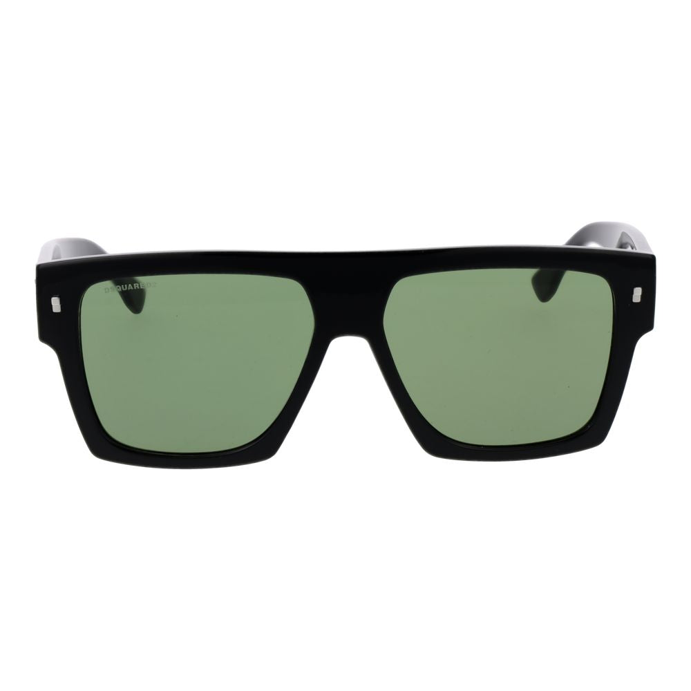 Dsquared² Men’s Sunglasses – Black Square Frame, Green Lenses