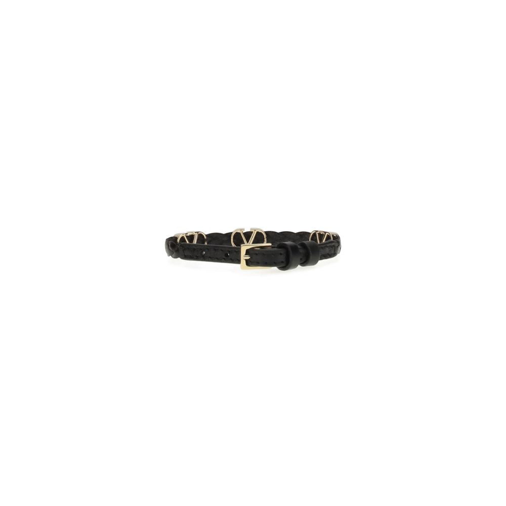 Valentino Garavani Black VLogo Signature Braided Leather Bracelet