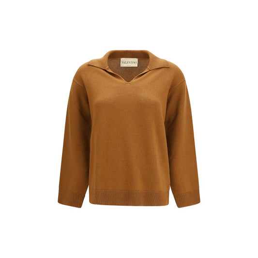 Valentino Brown Cashmere V-Neck Sweater