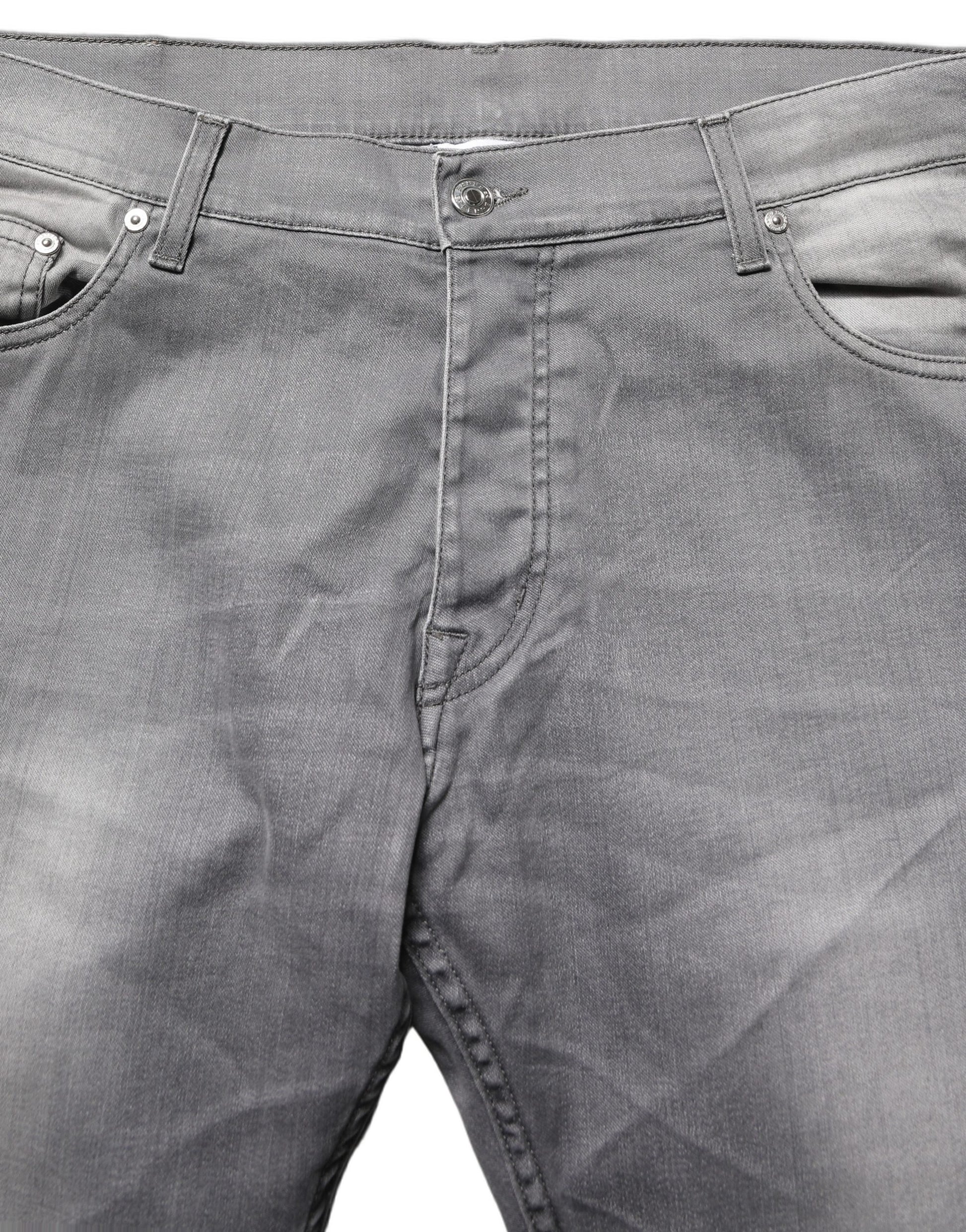 GF Ferre Gray Washed Mid Waist Straight Mens Denim Trouser Jeans