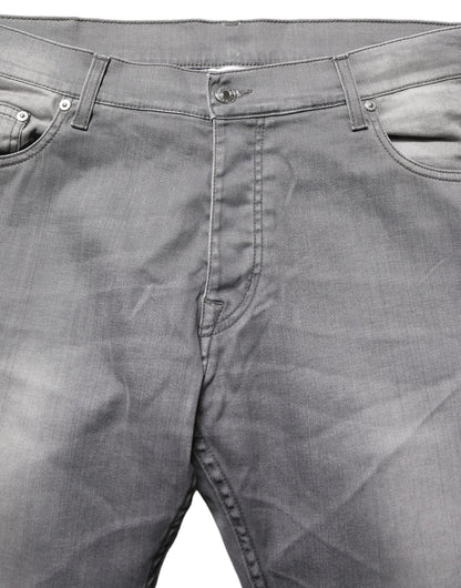 GF Ferre Gray Washed Mid Waist Straight Mens Denim Trouser Jeans