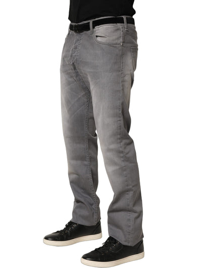 GF Ferre Gray Washed Mid Waist Straight Mens Denim Trouser Jeans