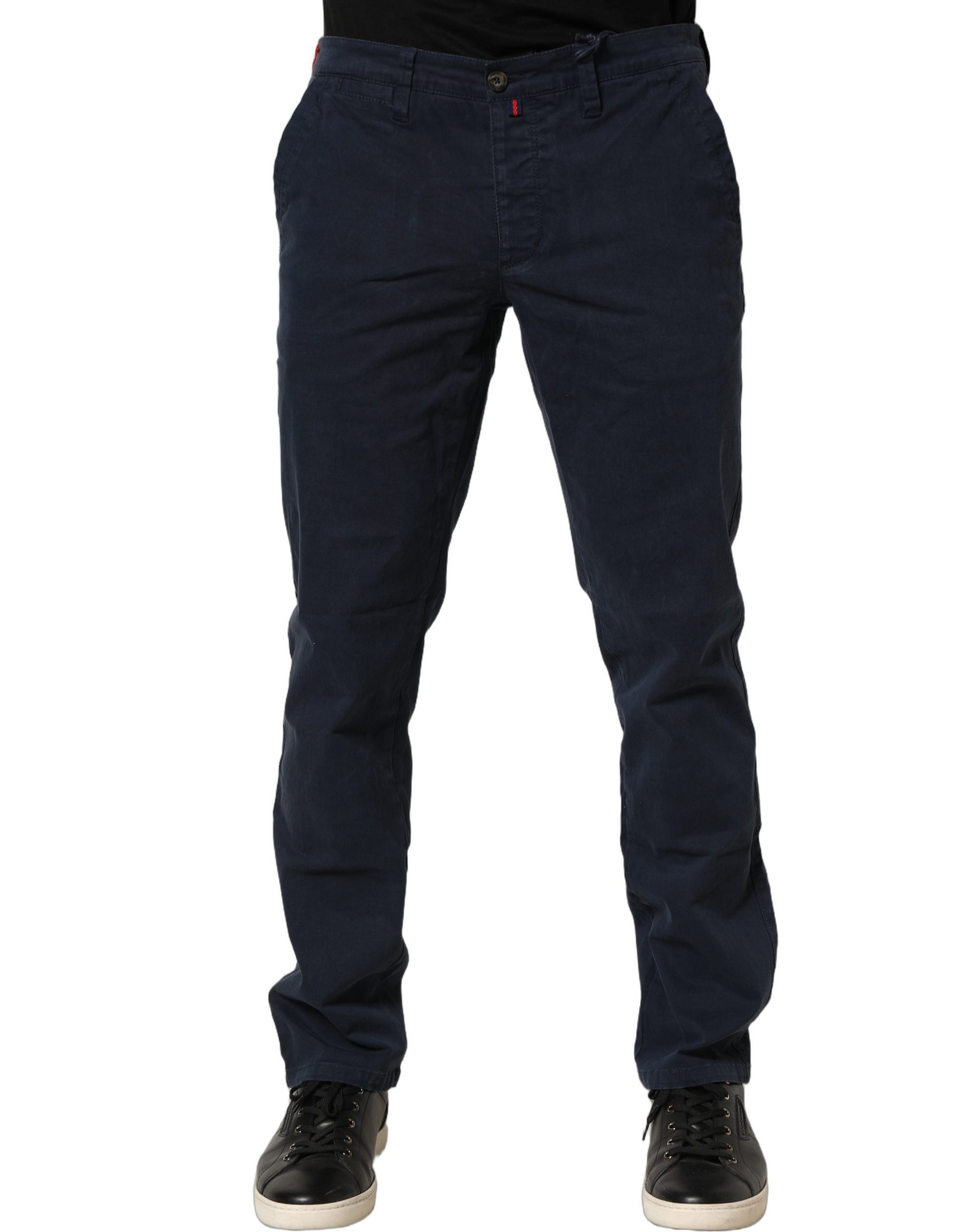 Domenico Tagliente Navy Blue Skinny Chino Mid Waist Men's Pants