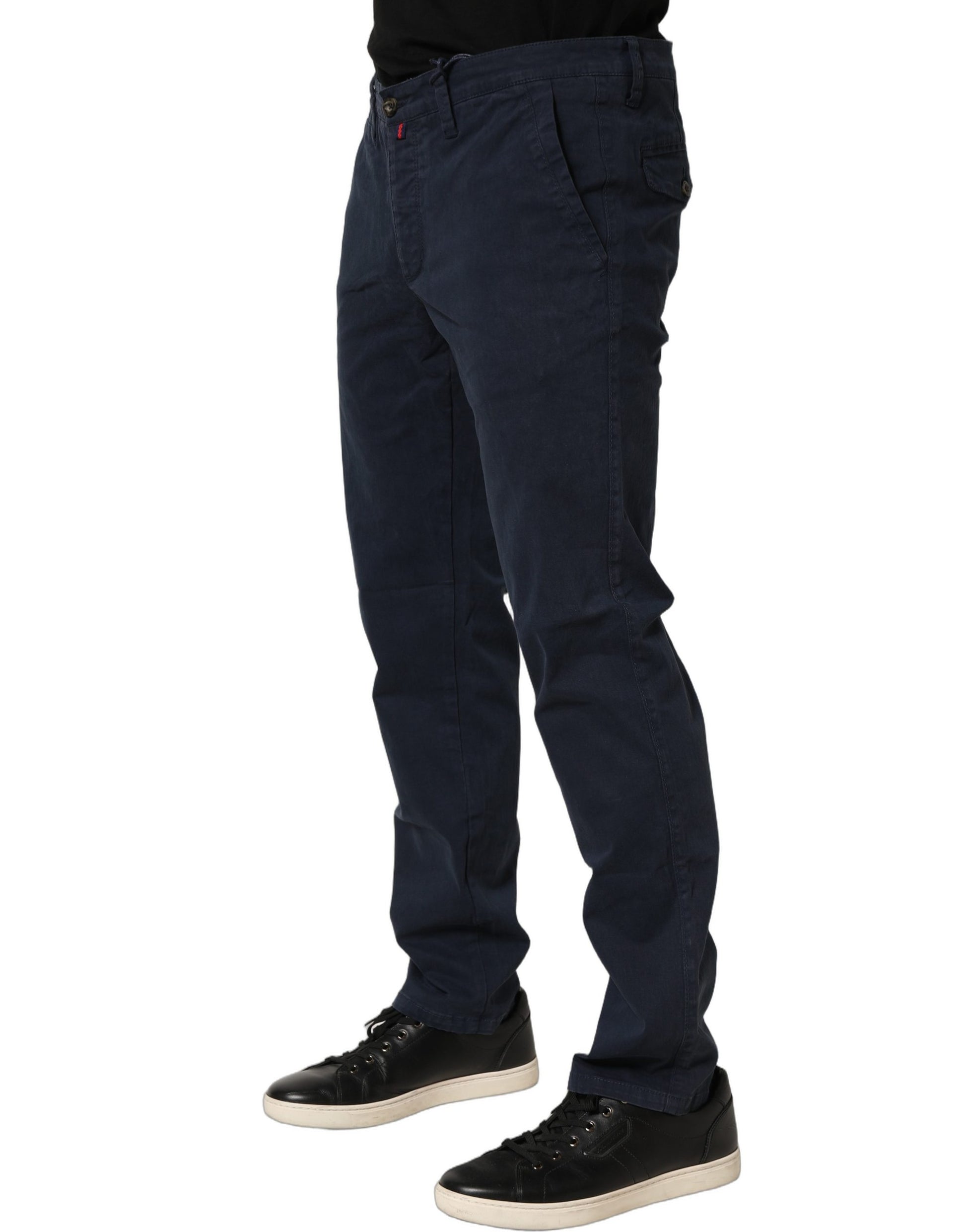 Domenico Tagliente Navy Blue Skinny Chino Mid Waist Men's Pants