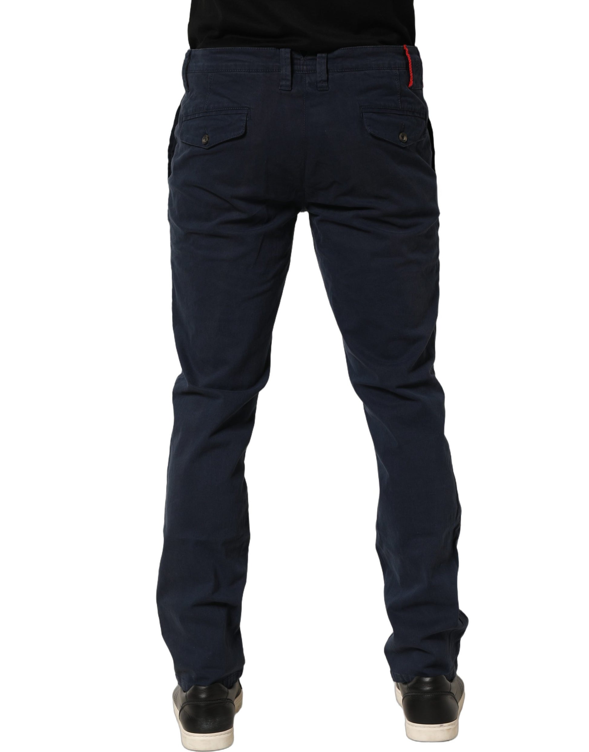 Domenico Tagliente Navy Blue Skinny Chino Mid Waist Men's Pants