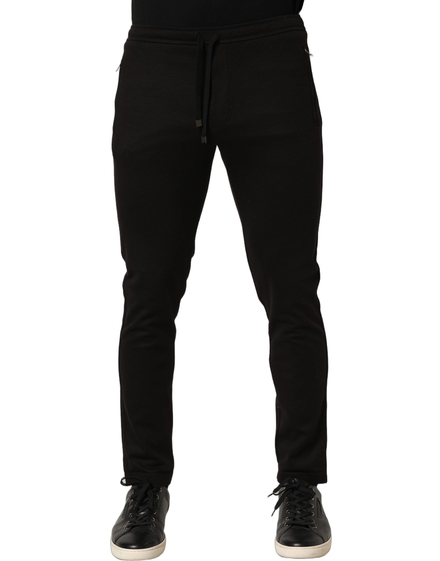 Dolce & Gabbana Black Wool Jogger Pants for Men
