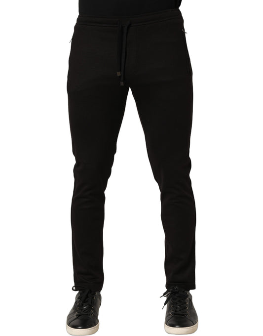 Dolce & Gabbana Black Wool Jogger Pants for Men