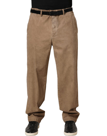 Dolce & Gabbana Beige Cotton Straight Leg Men's Trousers