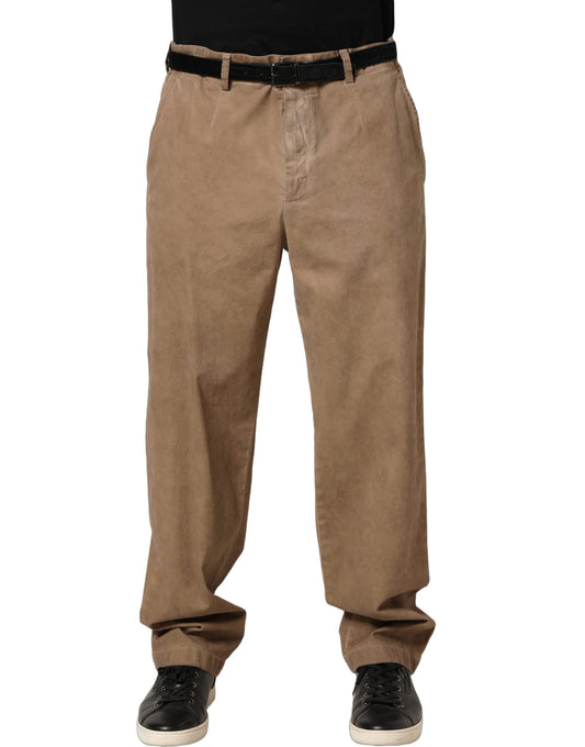 Domenico Tagliente Beige Cotton Straight Leg Men's Trouser Pants