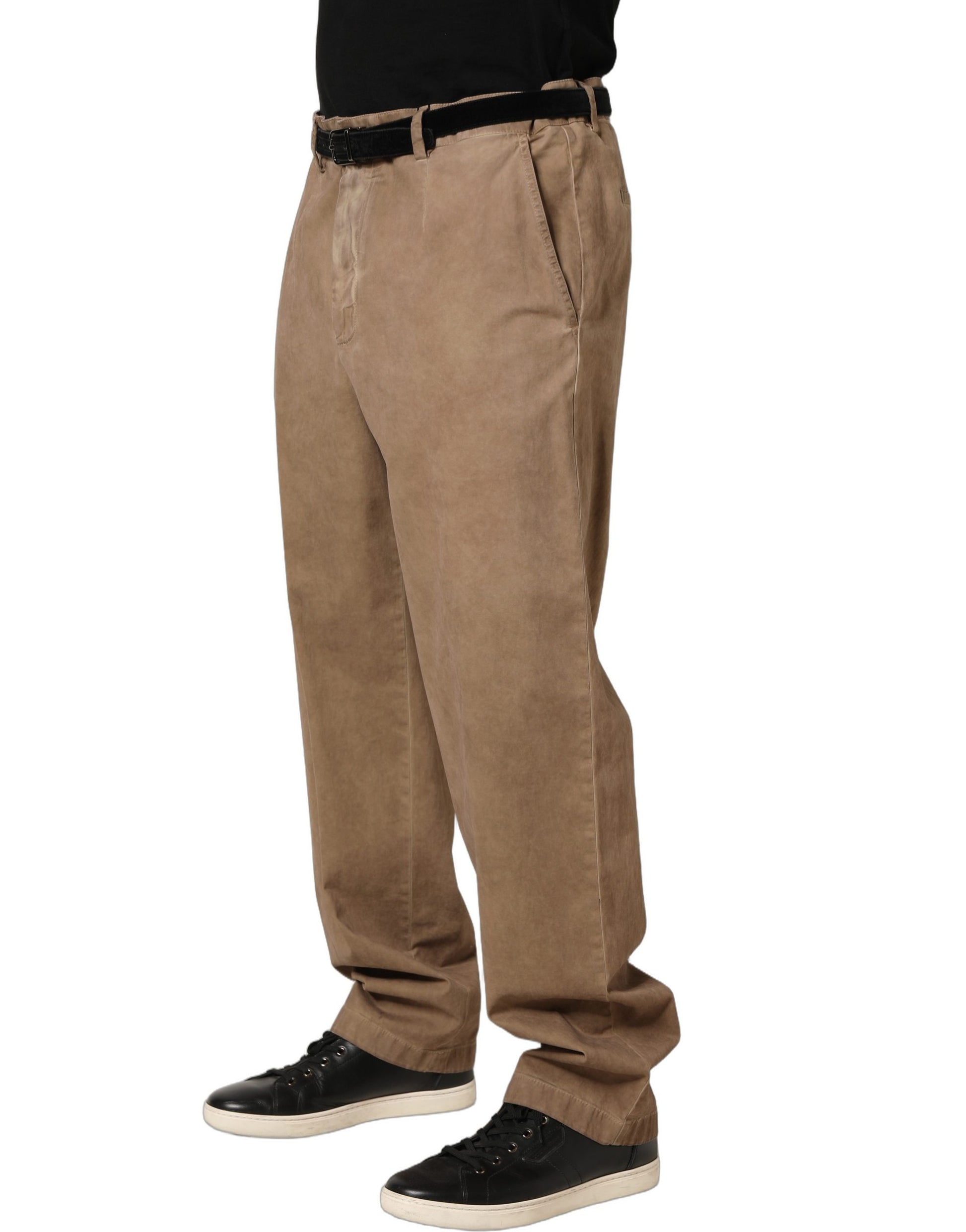 Dolce & Gabbana Beige Cotton Straight Leg Men's Trousers