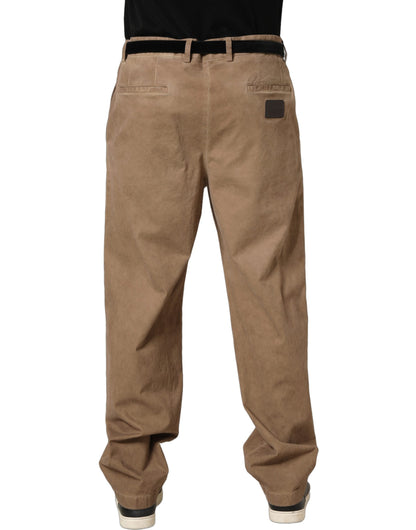 Domenico Tagliente Beige Cotton Straight Leg Men's Trouser Pants