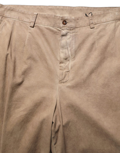 Dolce & Gabbana Beige Cotton Straight Leg Men's Trousers