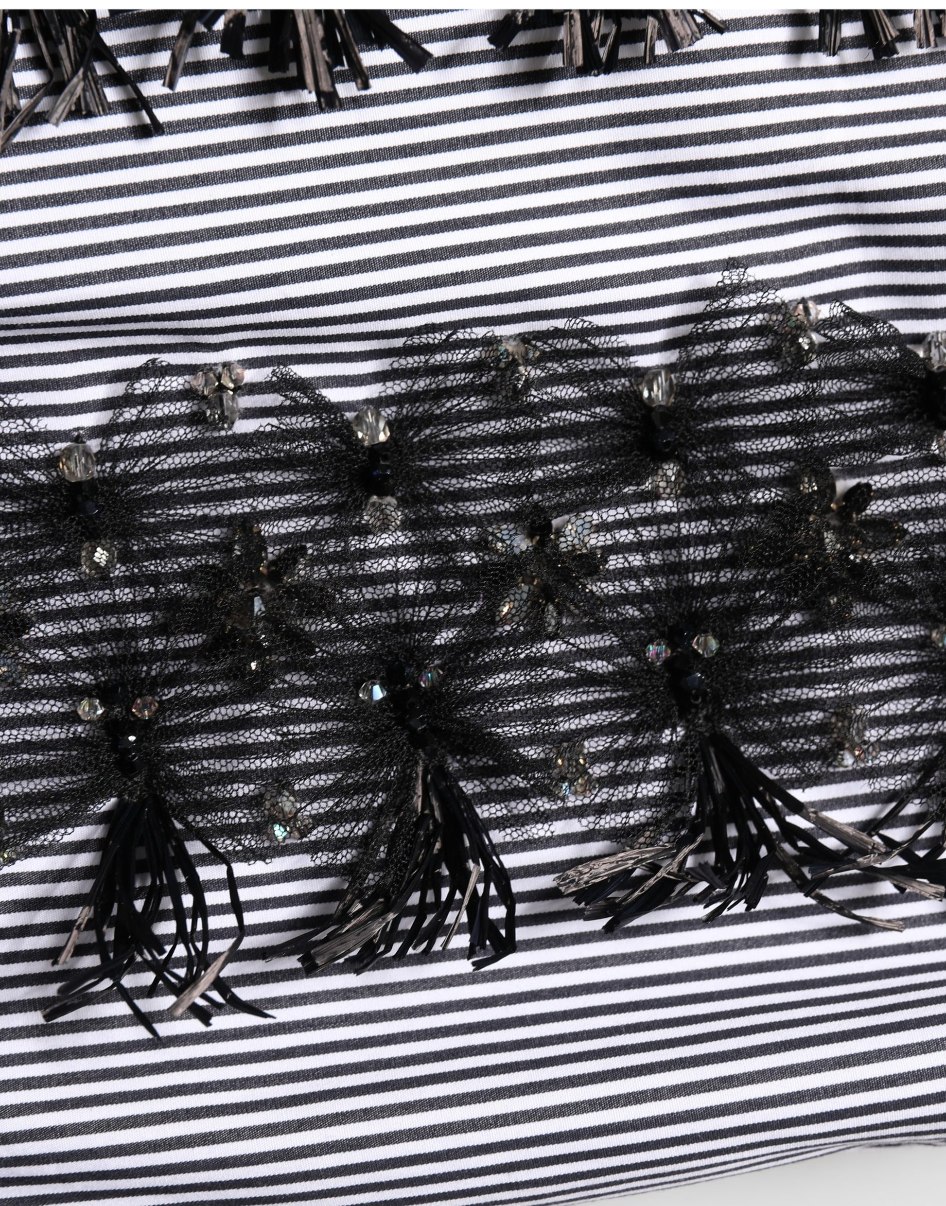 Dolce & Gabbana Black/Gray Pinstripe Embellished Trouser Pants
