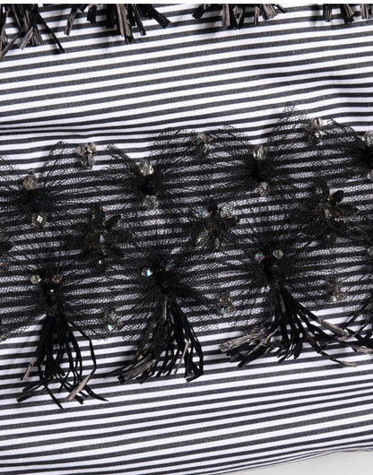 Dolce & Gabbana Black/Gray Pinstripe Embellished Trouser Pants