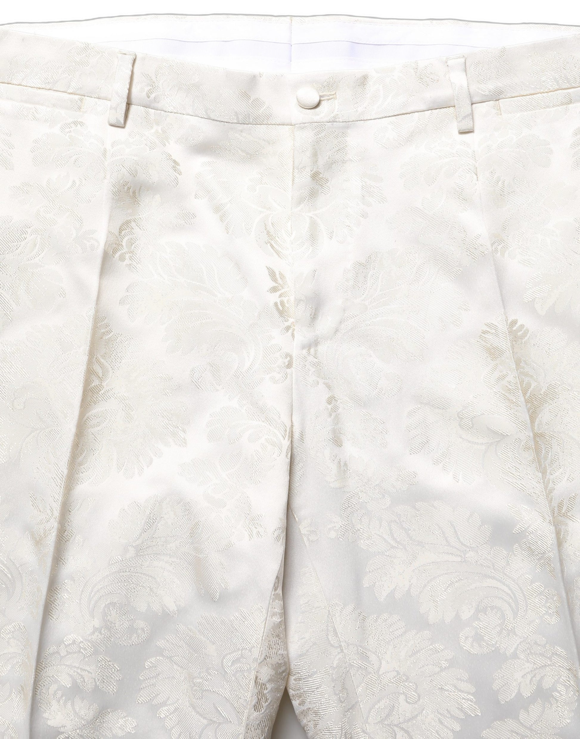Dolce & Gabbana White Floral Men Dress Formal Trouser Pants