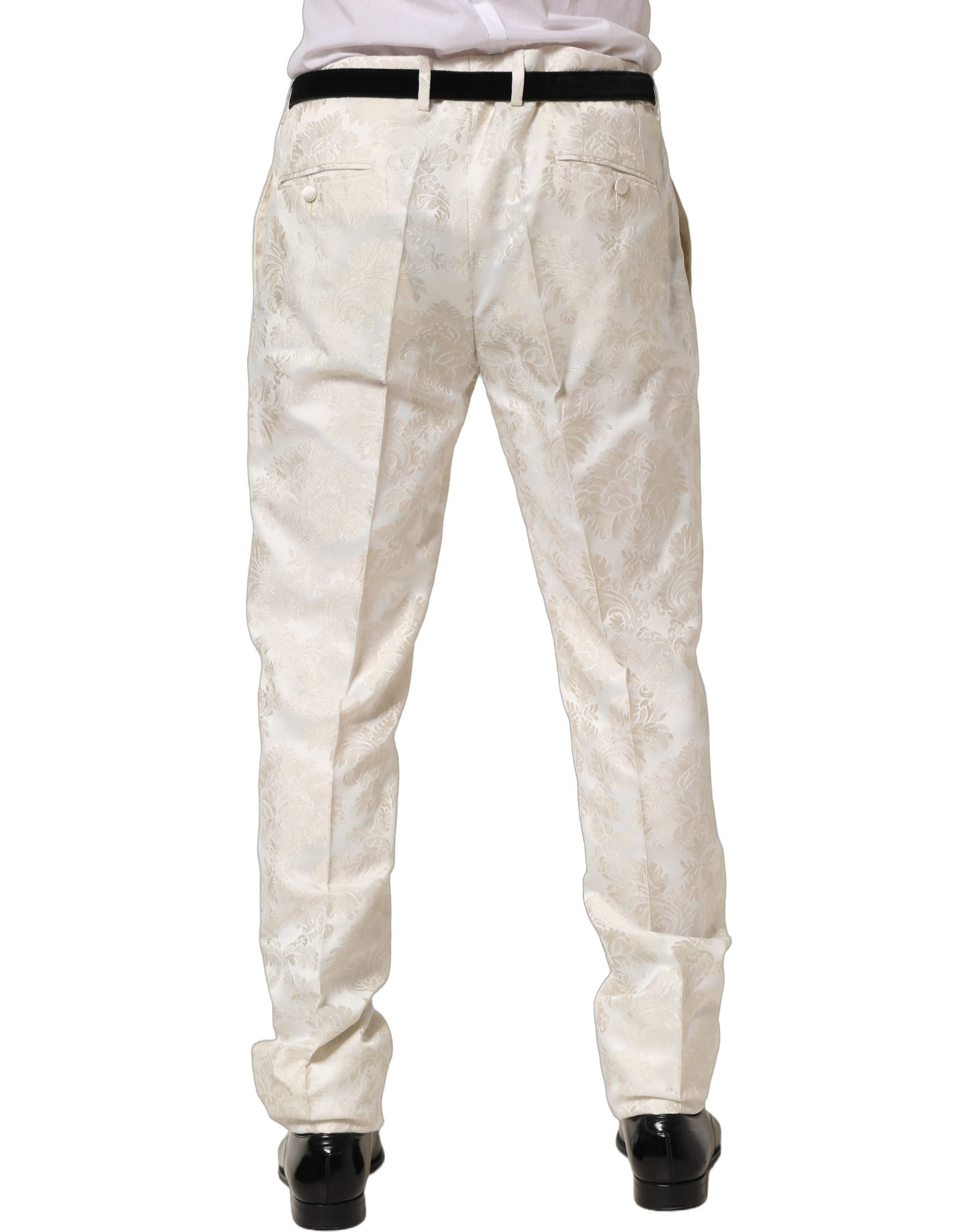 Dolce & Gabbana White Floral Men Dress Formal Trouser Pants