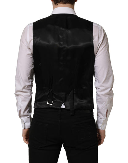 Dolce & Gabbana Black Wool Single Breasted Waistcoat Vest