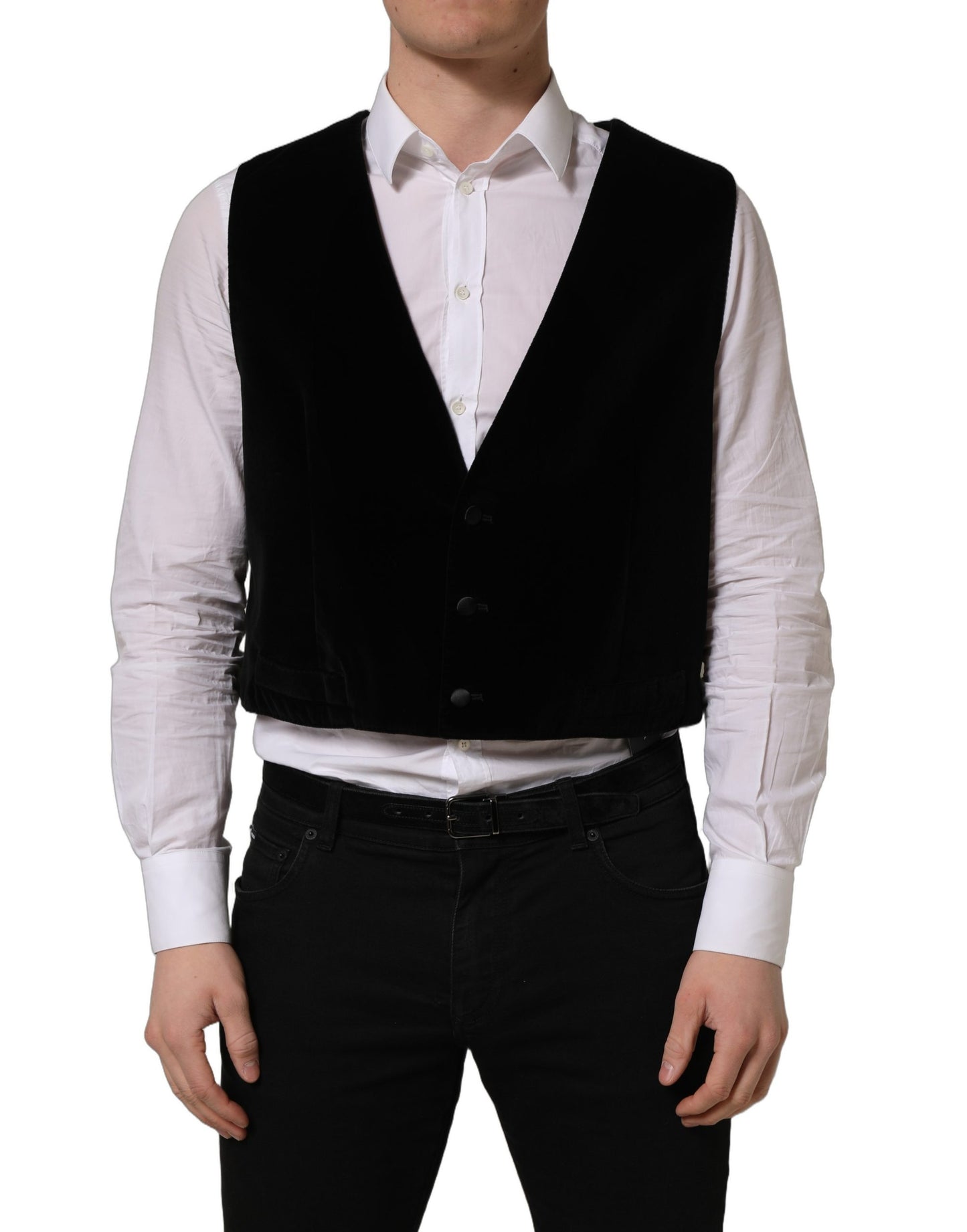 Dolce & Gabbana Black Cotton Single-Breasted Waistcoat Vest