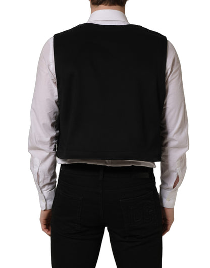 Dolce & Gabbana Black Cotton Single-Breasted Waistcoat Vest