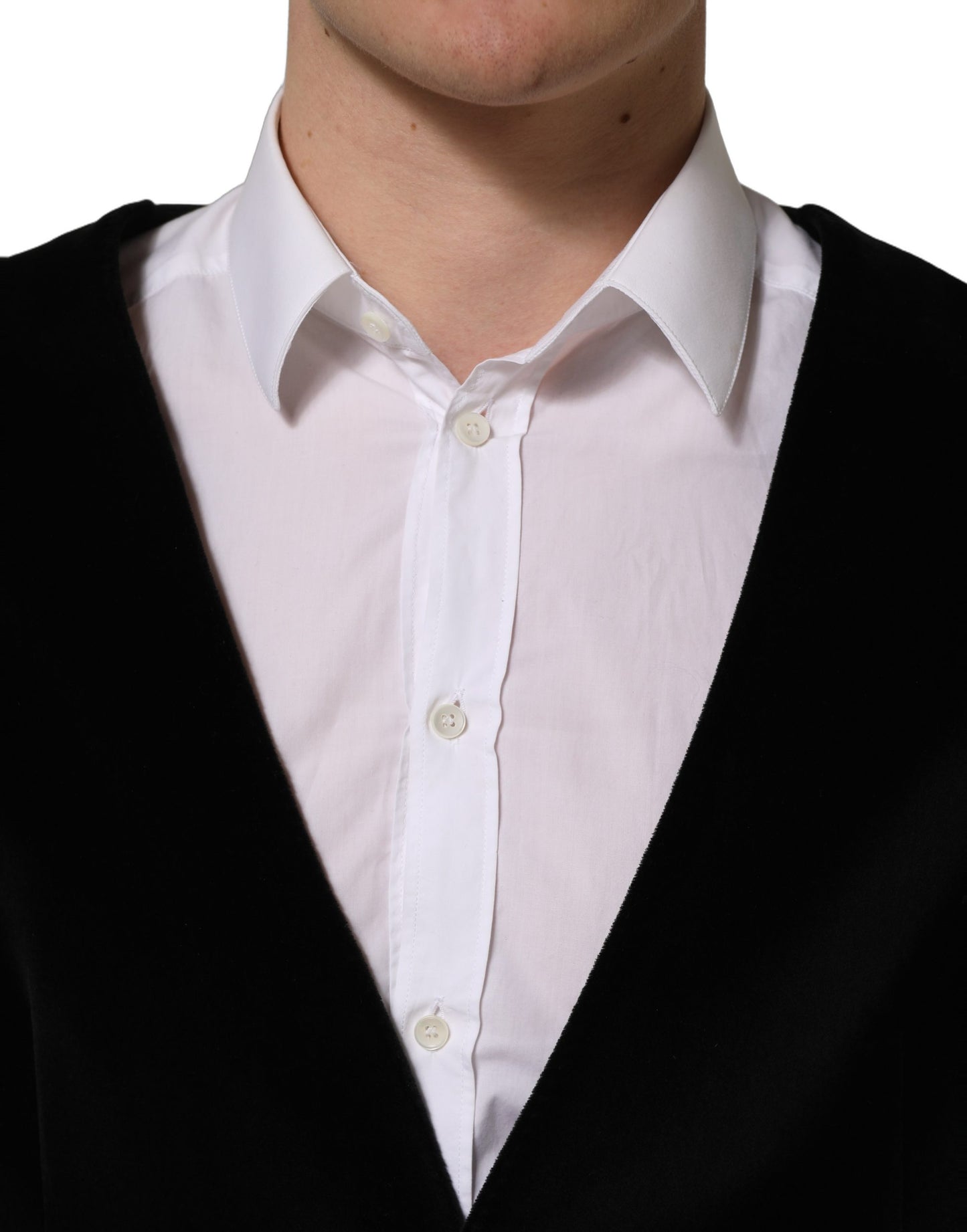 Dolce & Gabbana Black Cotton Single-Breasted Waistcoat Vest