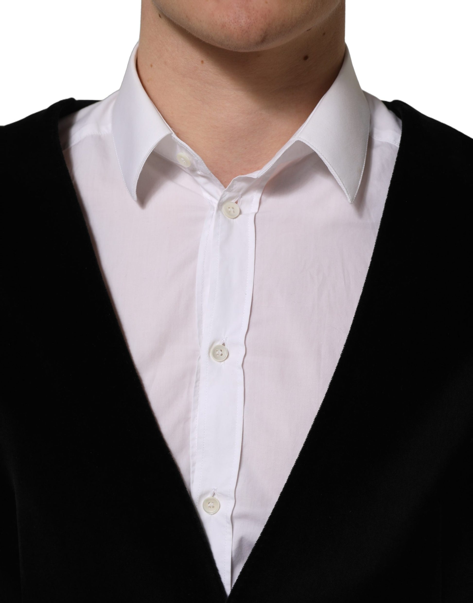 Dolce & Gabbana Black Cotton Single-Breasted Waistcoat Vest