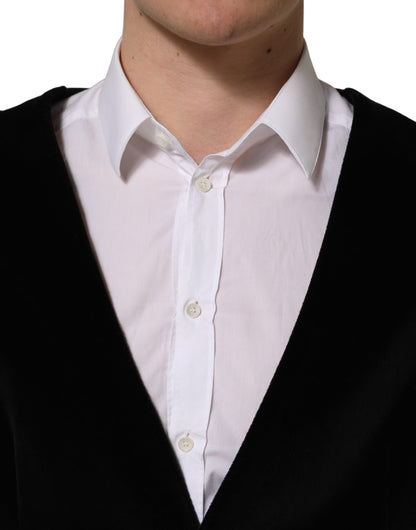 Dolce & Gabbana Black Cotton Single-Breasted Waistcoat Vest