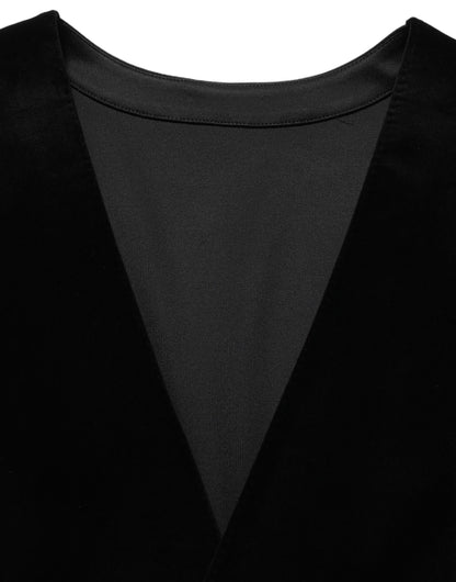 Dolce & Gabbana Black Cotton Single-Breasted Waistcoat Vest