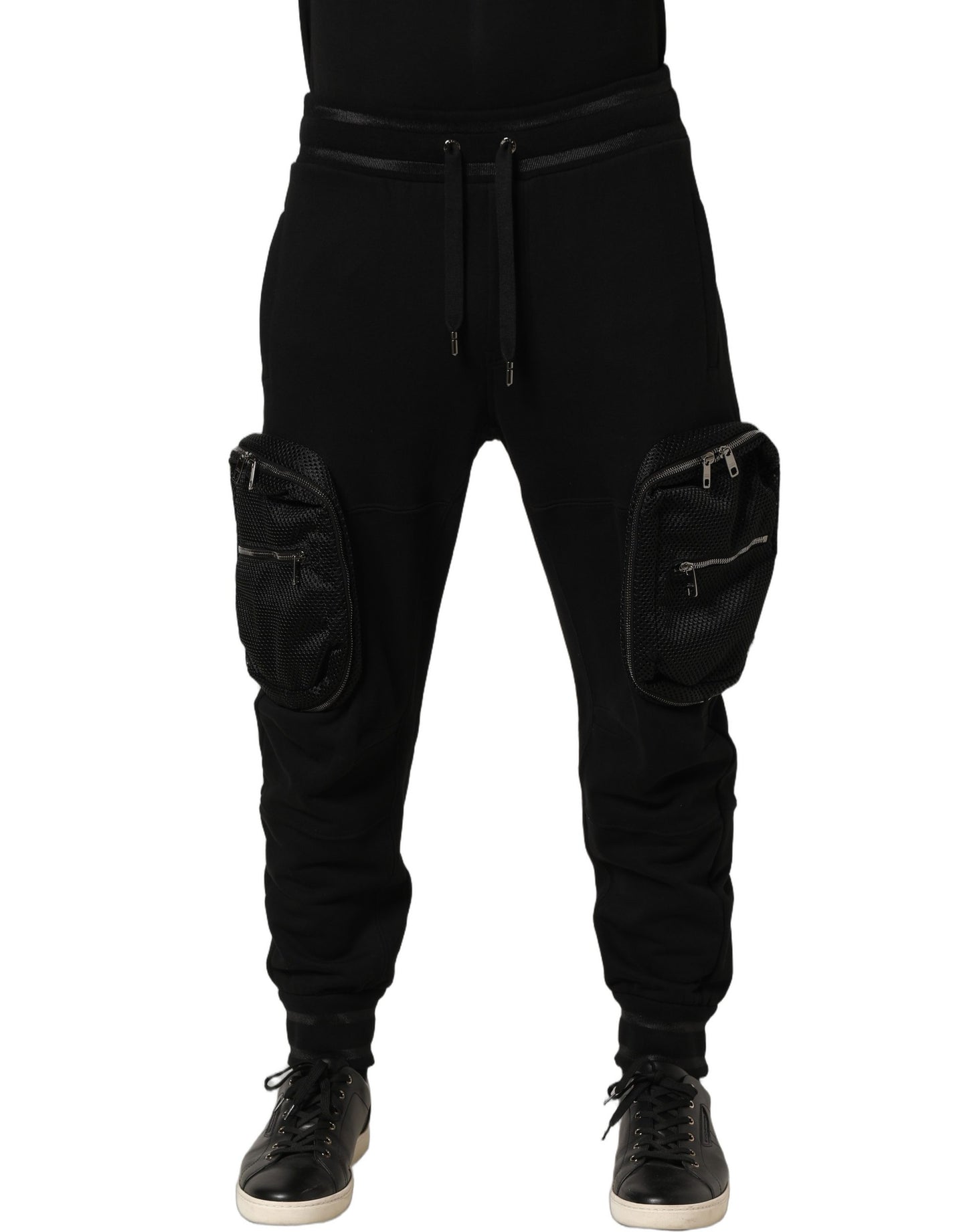 Dolce & Gabbana Black Mid Waist Cargo Jogger Sweatpants