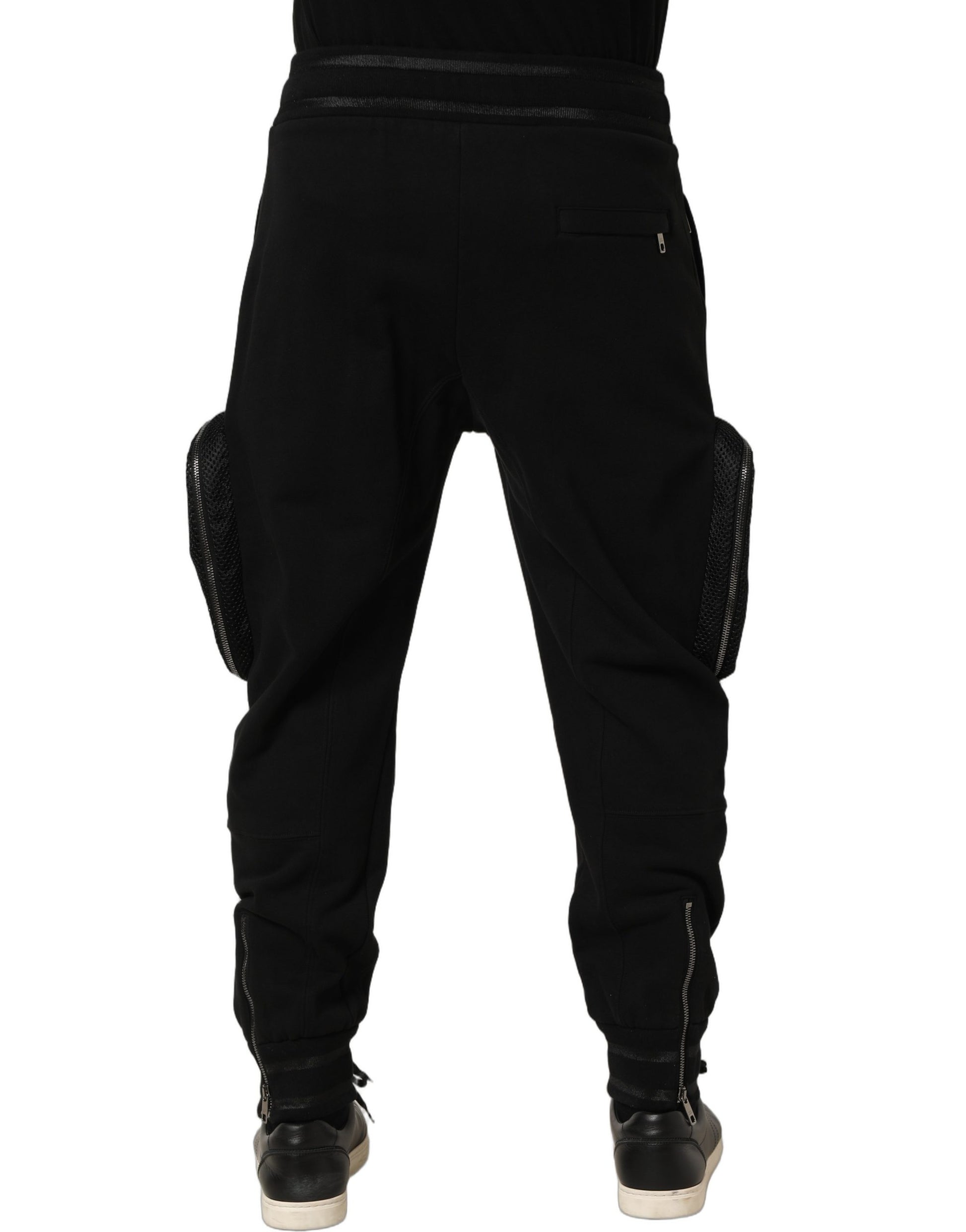 Dolce & Gabbana Black Mid Waist Cargo Jogger Sweatpants