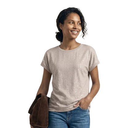 Street One Beige Polyester T-Shirt with Sequins