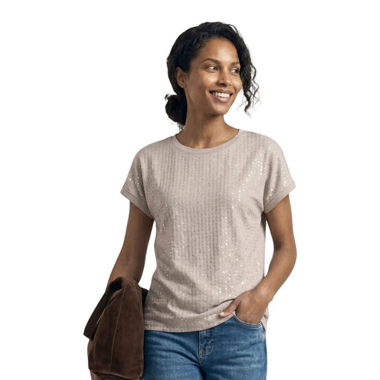 Street One Beige Polyester T-Shirt with Sequins