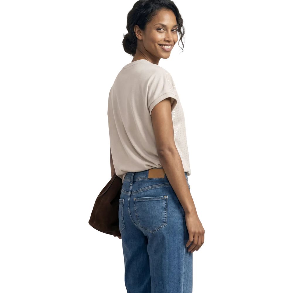 Street One Beige Polyester T-Shirt with Sequins