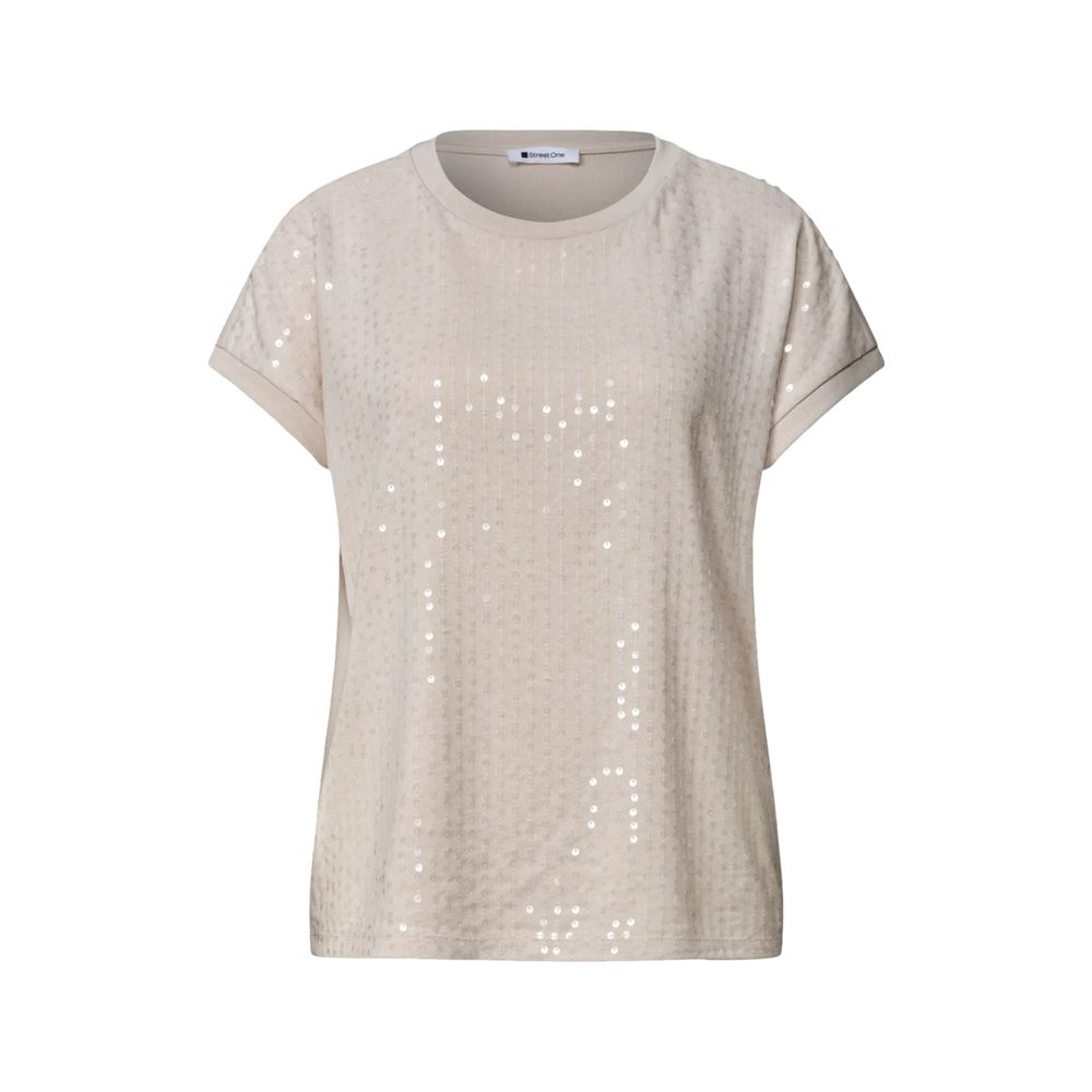 Street One Beige Polyester T-Shirt with Sequins