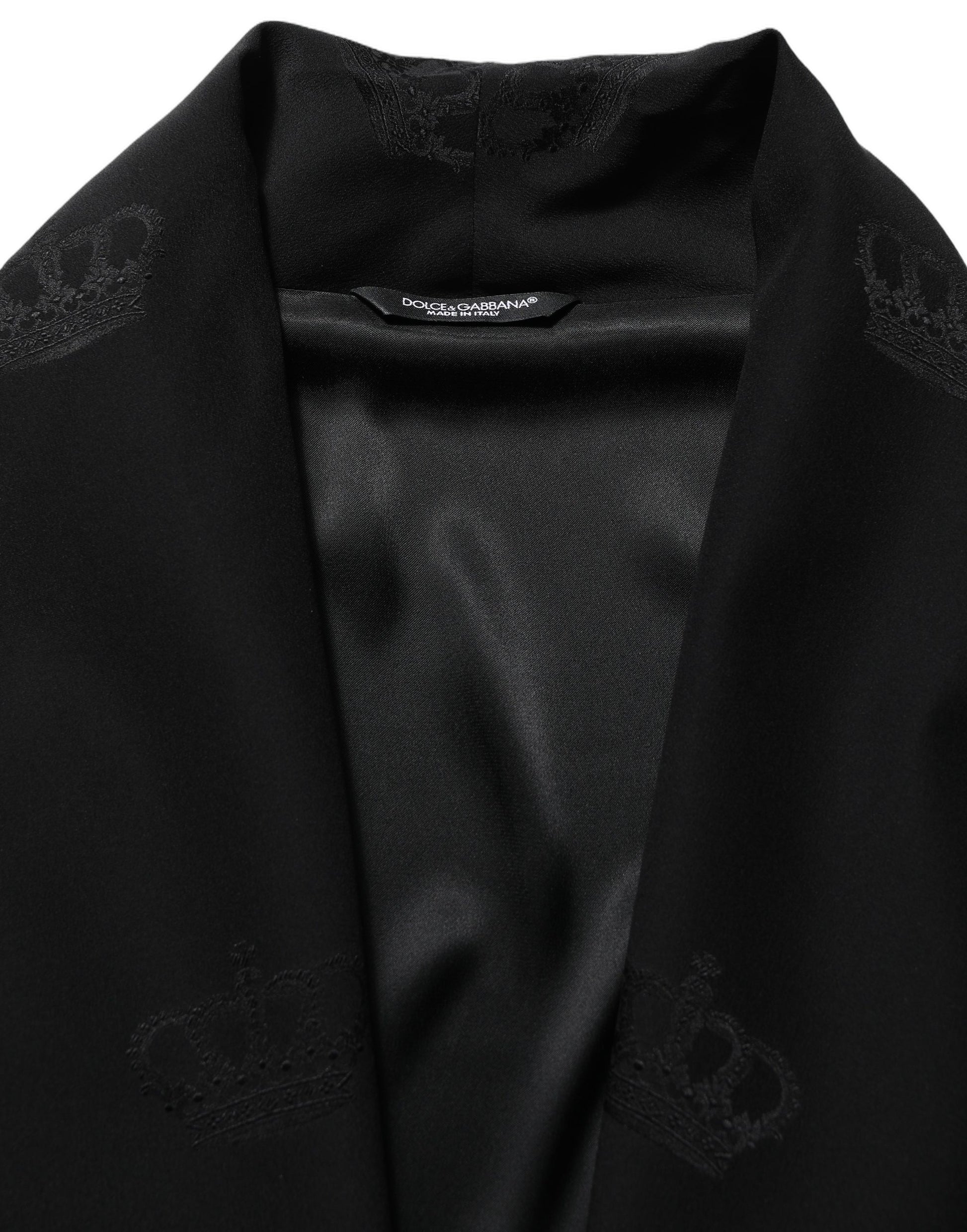 Dolce & Gabbana Black 100% Silk Robe for Men