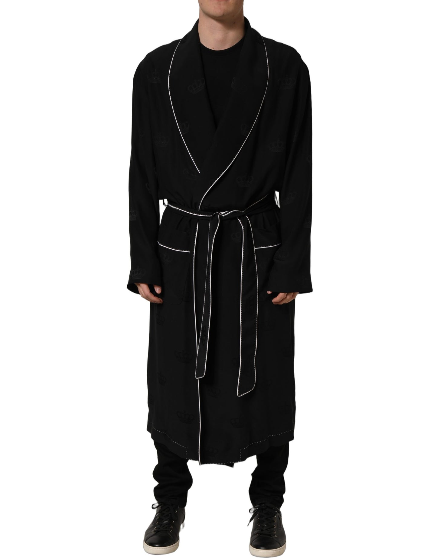 Dolce & Gabbana Black 100% Silk Robe for Men