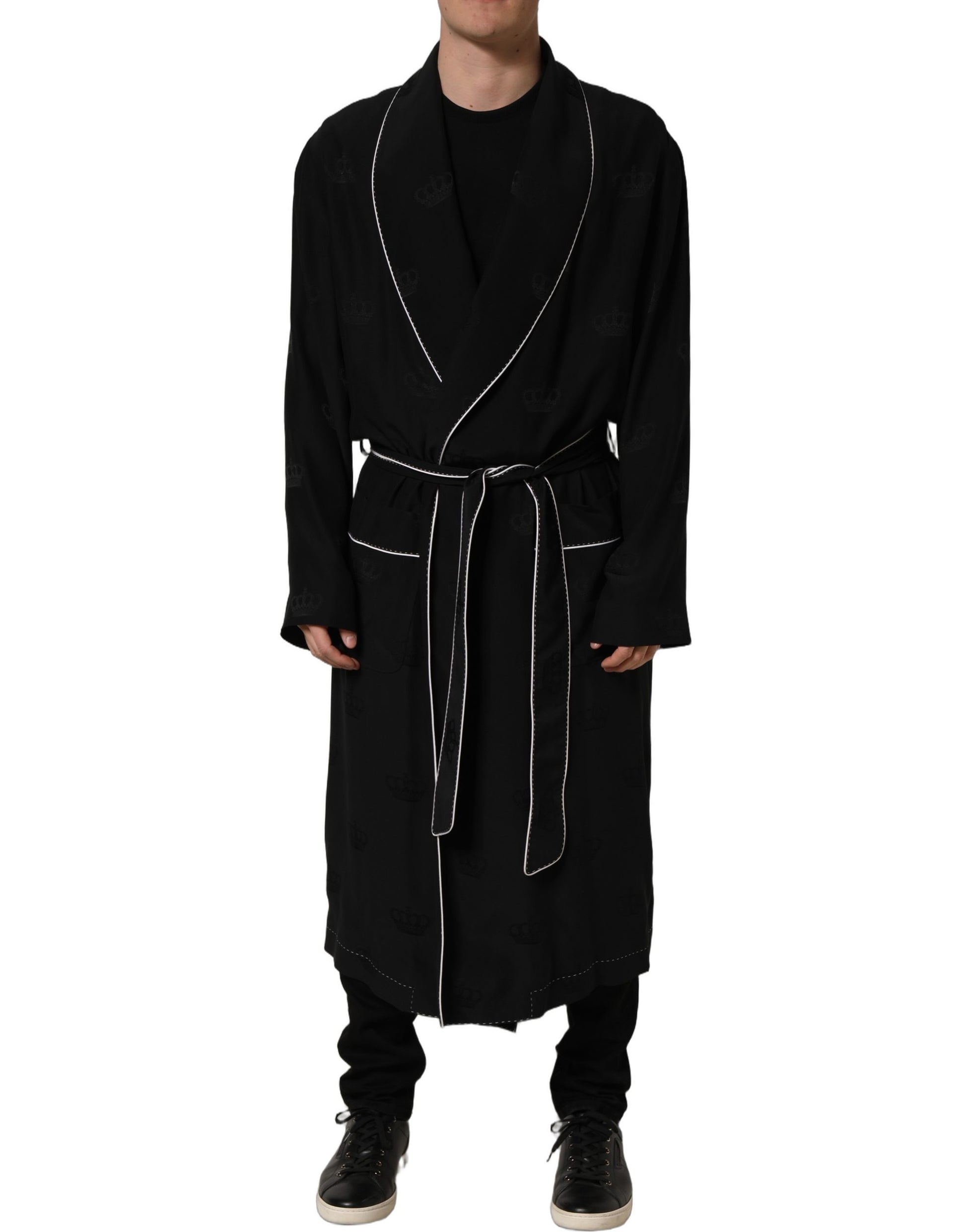 Dolce & Gabbana Black 100% Silk Robe for Men