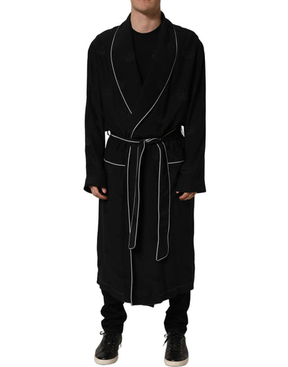 Dolce & Gabbana Black 100% Silk Robe for Men