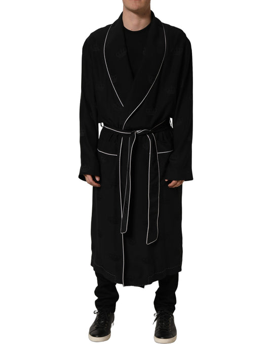 Dolce & Gabbana Black 100% Silk Robe for Men