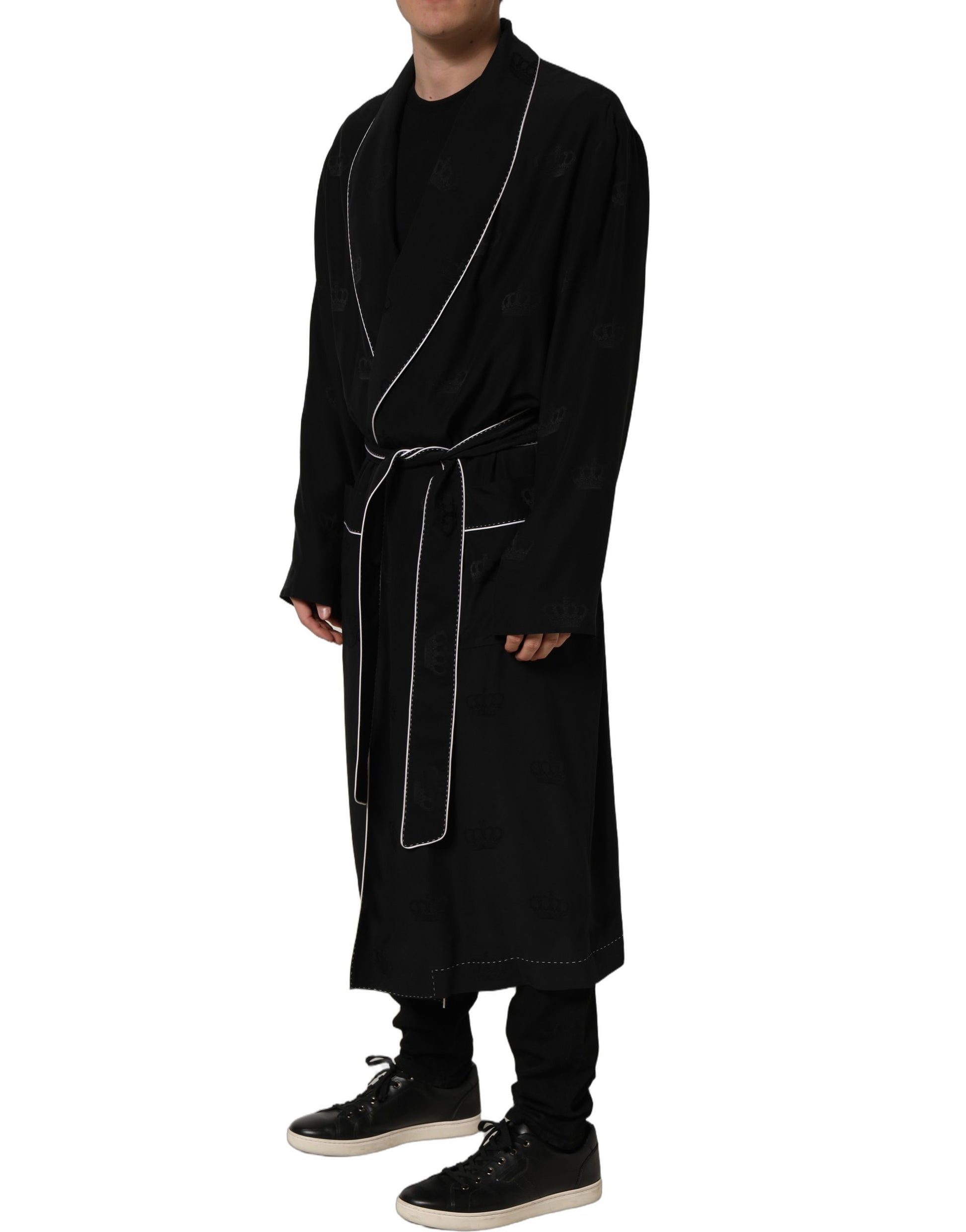 Dolce & Gabbana Black 100% Silk Robe for Men