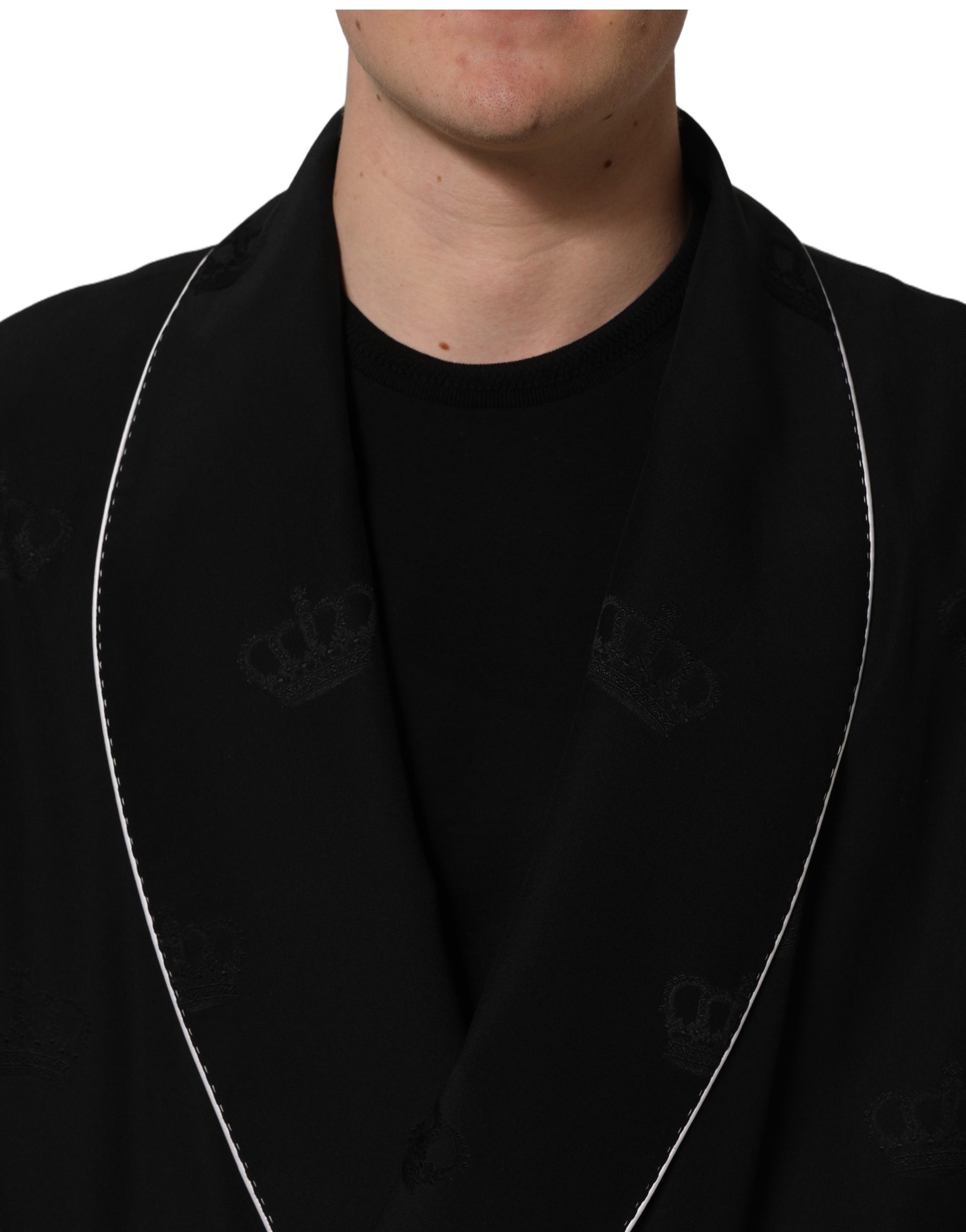 Dolce & Gabbana Black 100% Silk Robe for Men
