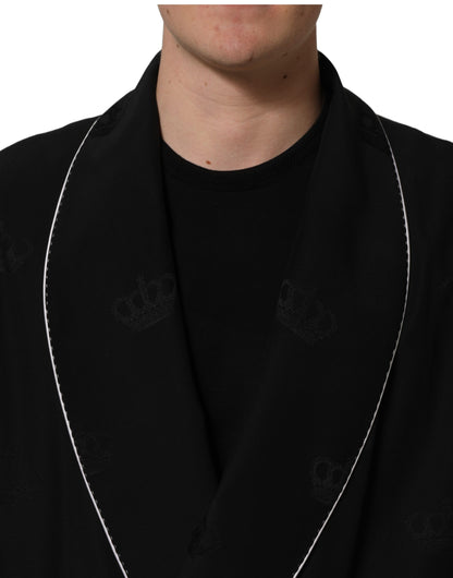 Dolce & Gabbana Black 100% Silk Robe for Men