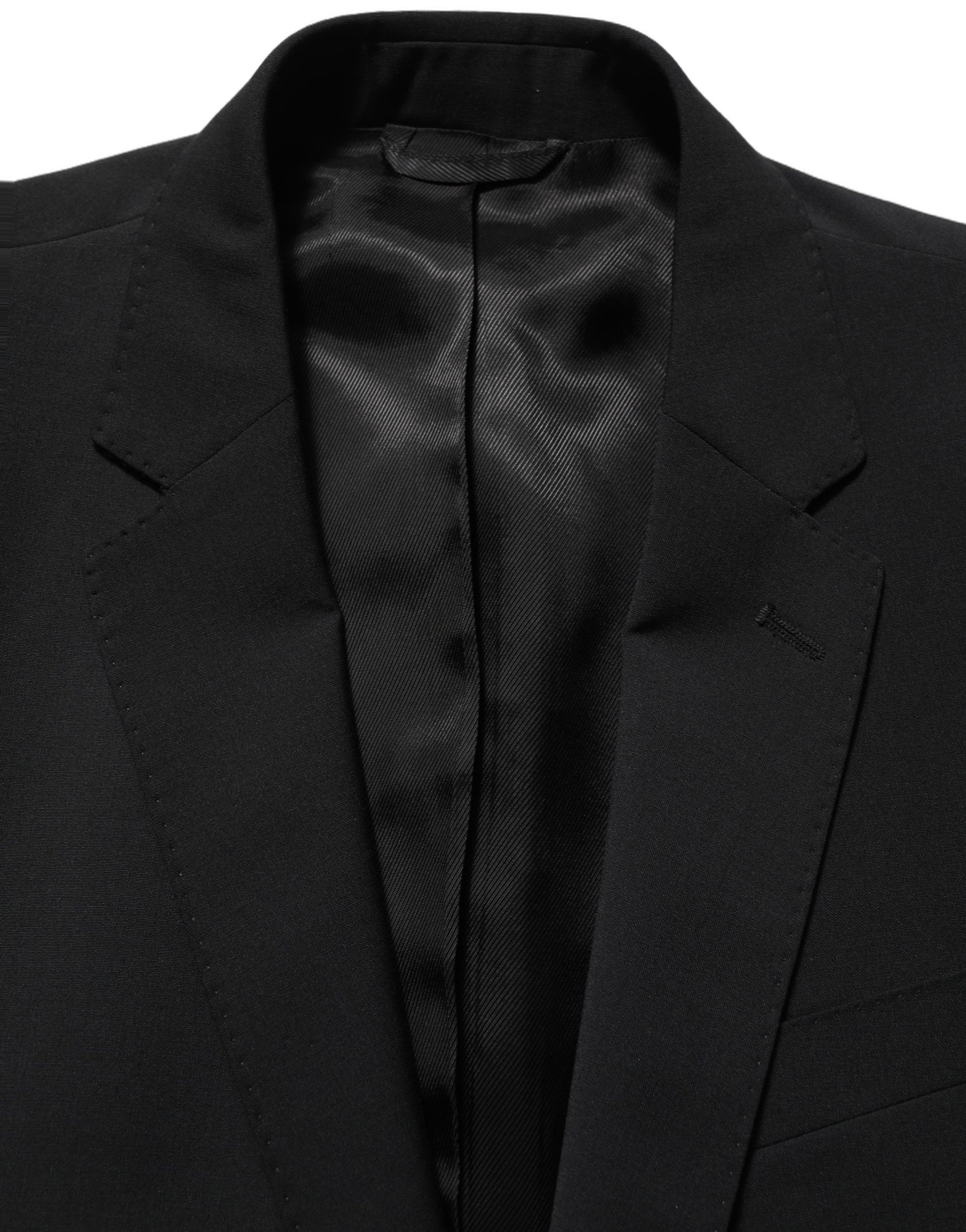 Dolce & Gabbana Black Wool Slim Fit Formal 2 Piece Men Suit
