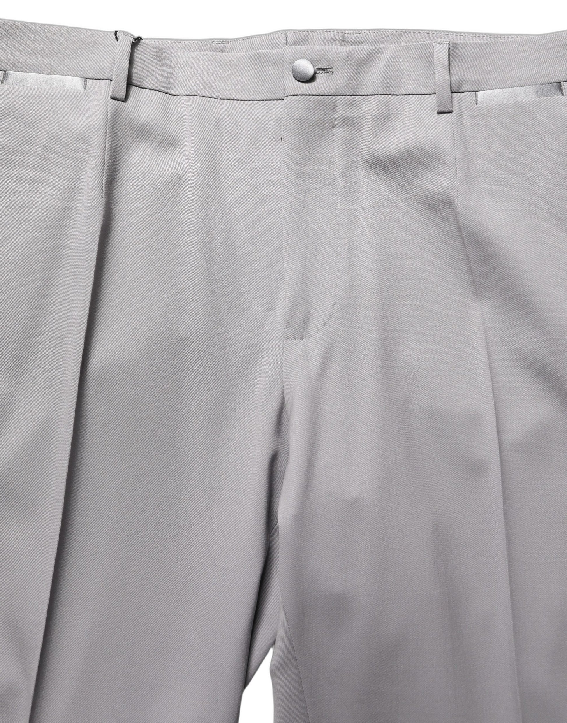 Dolce & Gabbana Gray Wool Tapered Men Dress Trouser Pants